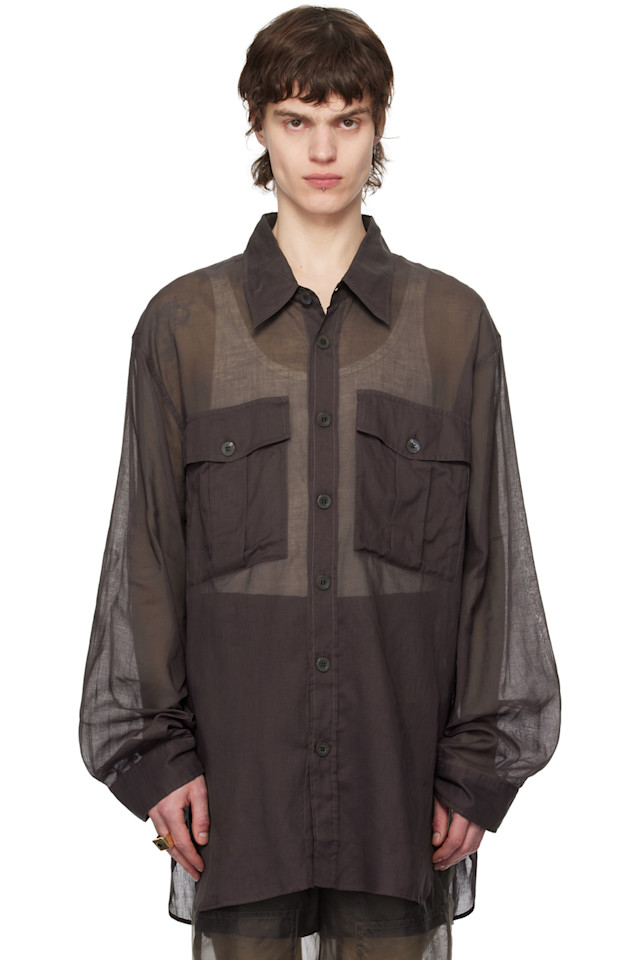 

Оверсайз хлопковая рубашка Dries Van Noten, фиолетовый