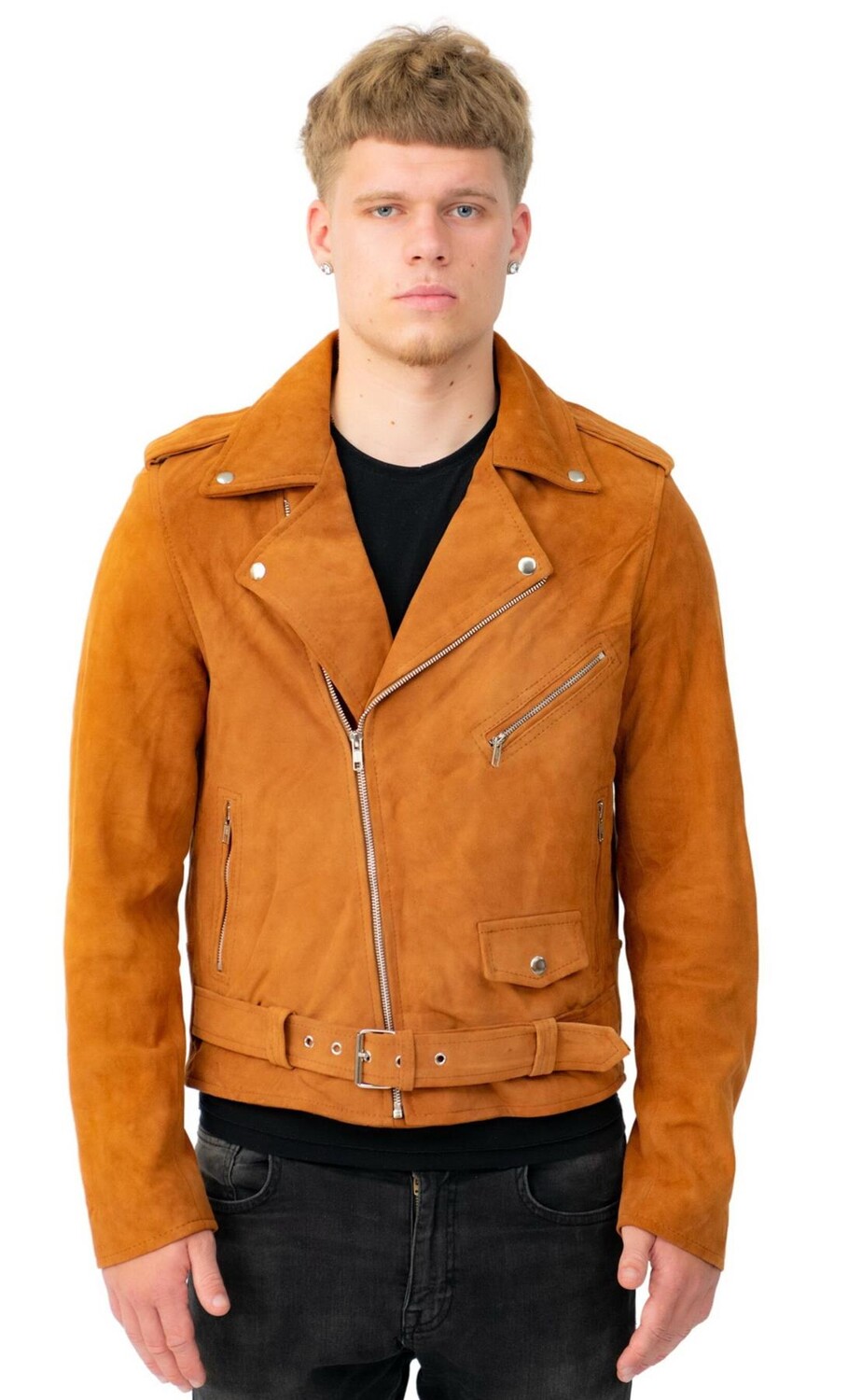 

Байкерская куртка brando из козьей замши melbourne Infinity Leather, коричневый