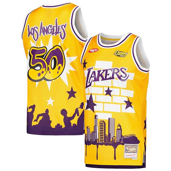 

Мужская футболка x Tats Cru Gold Los Angeles Lakers Hardwood Classics Mitchell & Ness