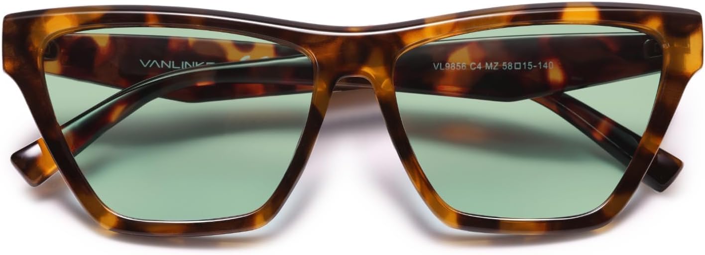 

Солнцезащитные очки VANLINKER Retro Polarized Square для женщин, классические очки для вождения и активного отдыха, защита UV400, VL9856, C4-tortoise Frame/Mint Green Lens