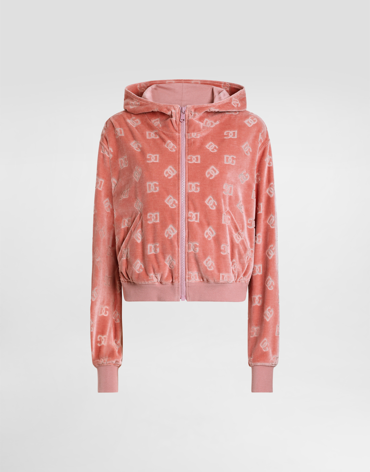 

Худи из жаккардового шенилла с логотипом dg Dolce & Gabbana, розовый