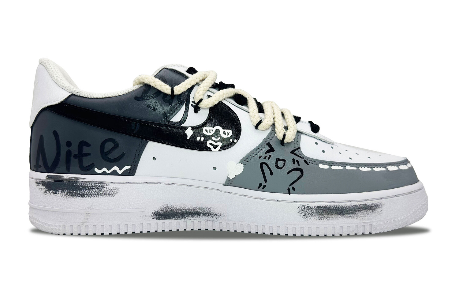 

Кроссовки Nike Air Force 1 Skateboarding Shoes Men Low-top Black/white/gray, темно-серый