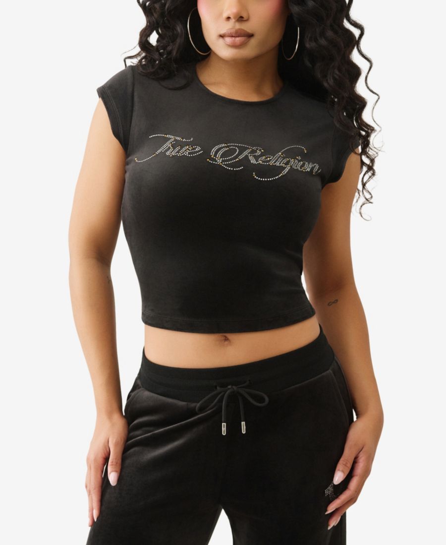 

Женская велюровая детская футболка с коротким рукавом Crystal True Religion True Religion, Black, Черный, Женская велюровая детская футболка с коротким рукавом Crystal True Religion True Religion, Black