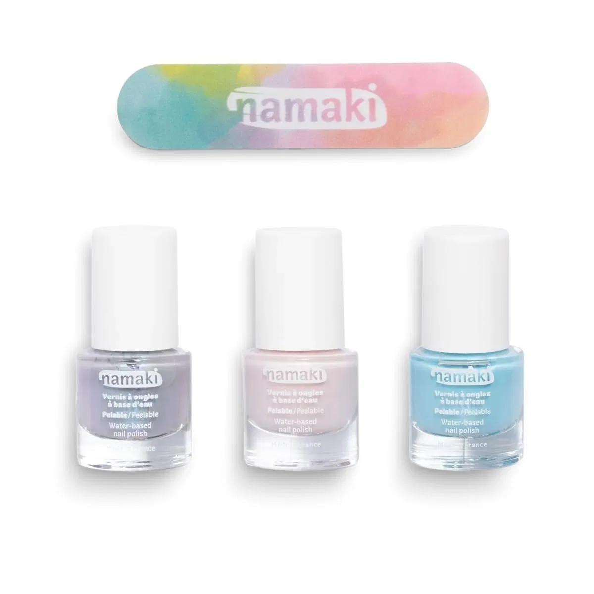 Набор детских лаков для ногтей «Frosted Blue - Pale Pink - Blue Silver» (3 шт.) от namaki Namaki — фото 3