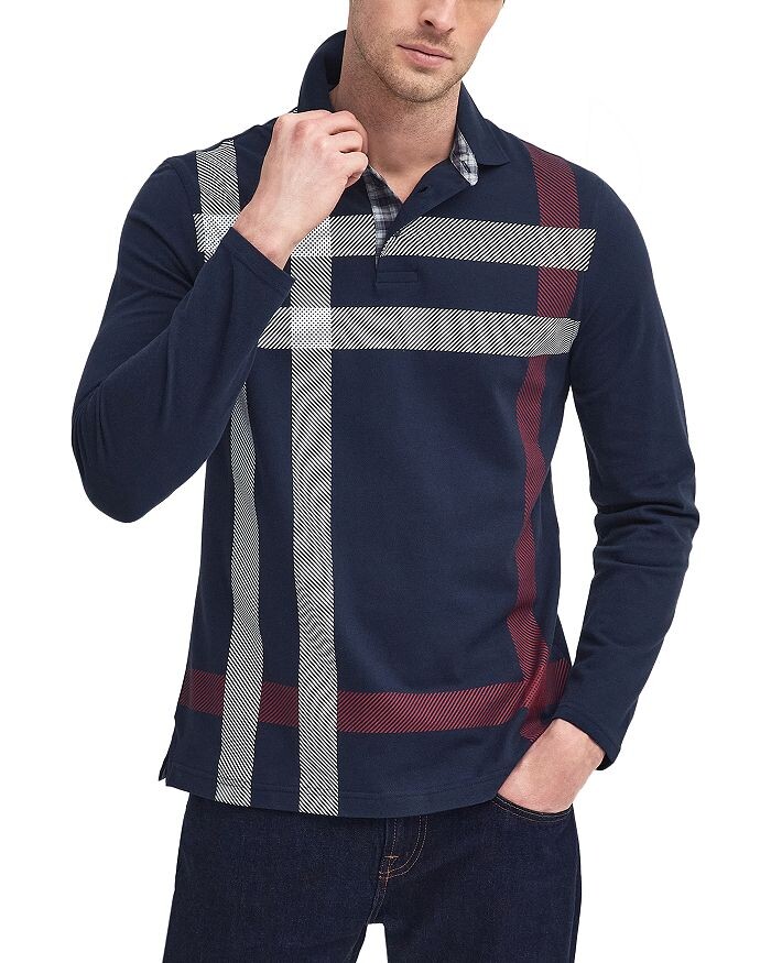 

Поло с длинными рукавами Barbour Blaine, синий