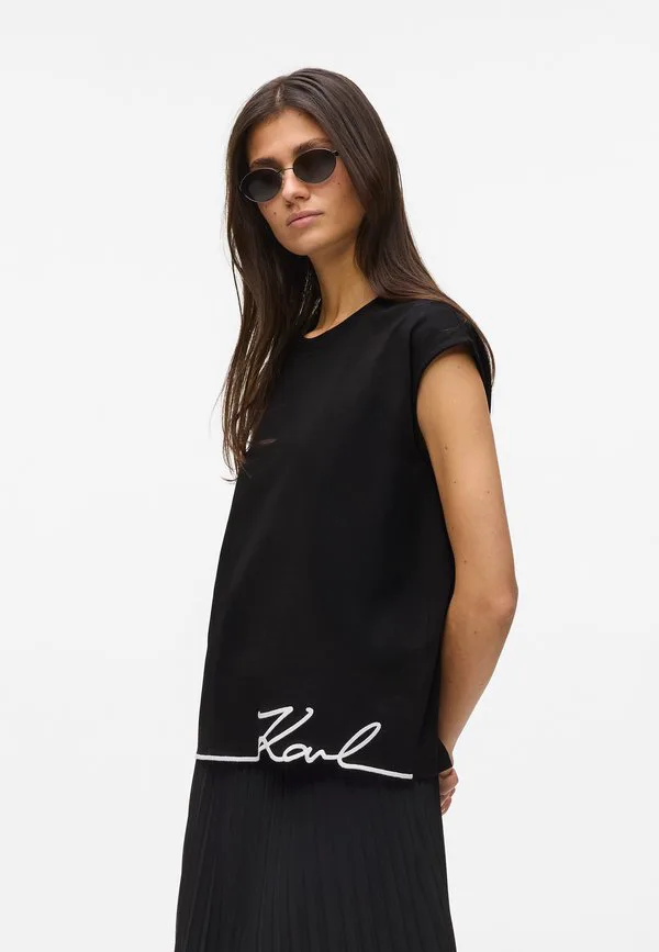 

Футболка с фирменным принтом по низу Karl Lagerfeld, Black, Черный, Футболка с фирменным принтом по низу Karl Lagerfeld, Black