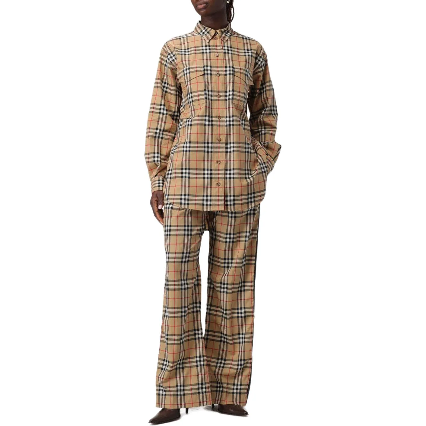 Рубашка Burberry, мужская, бежево-желтый, клетчатая — фото 4
