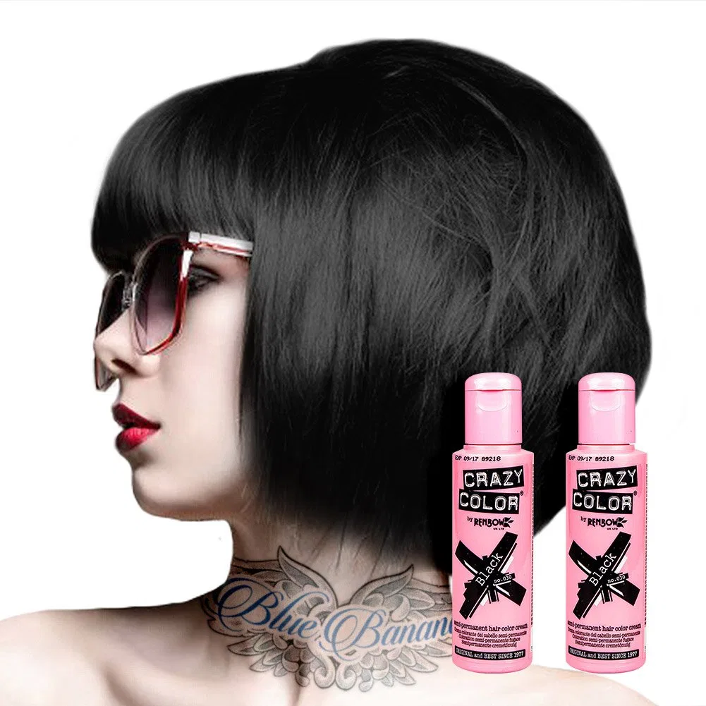 Полуперманентная краска для волос Crazy Colour 100 мл, черная Crazy Color, Black
