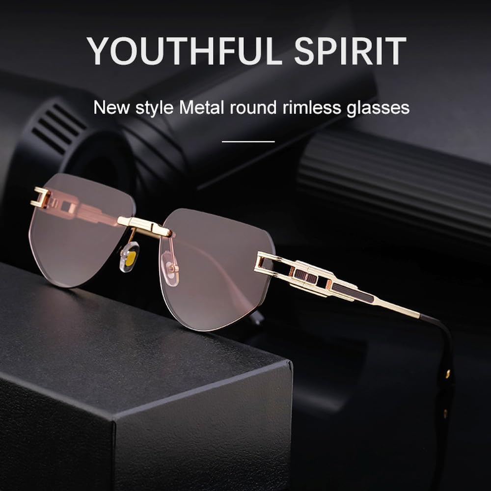 

Модные овальные солнцезащитные очки для женщин и мужчин, винтажные безободковые металлические женские солнцезащитные очки, ретро-очки, защита от УФ-излучения UV400 MTZJH, Grey