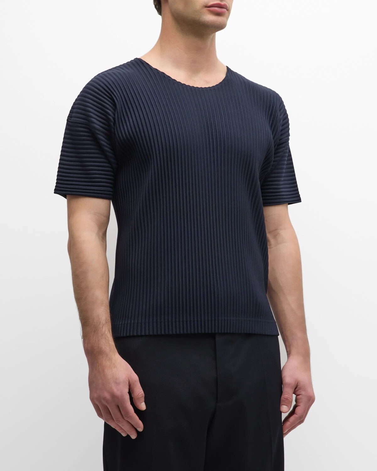 

Мужская базовая плиссированная рубашка с короткими рукавами Homme Plisse Issey Miyake, цвет Navy