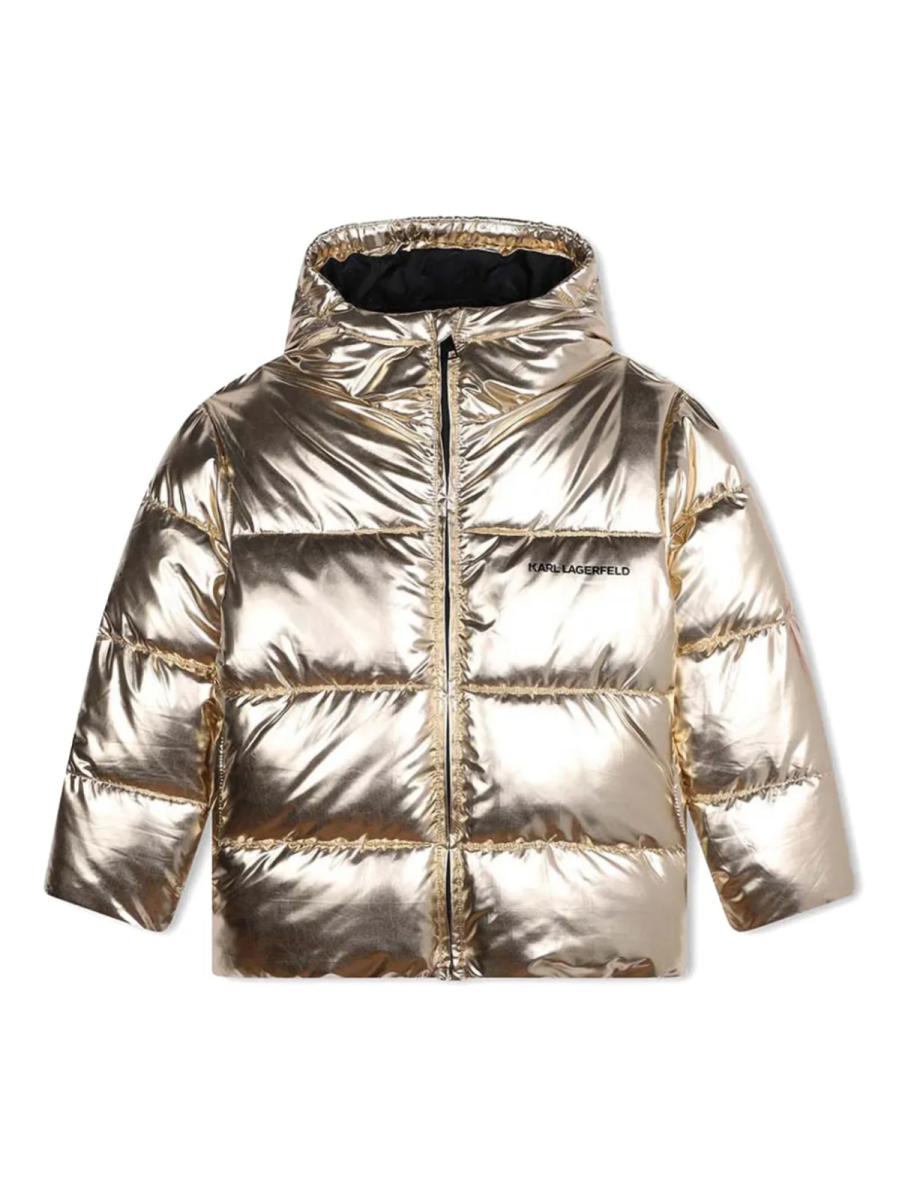 

Детская куртка-пуховик с металлическим эффектом Karl Lagerfeld Kids, золотой
