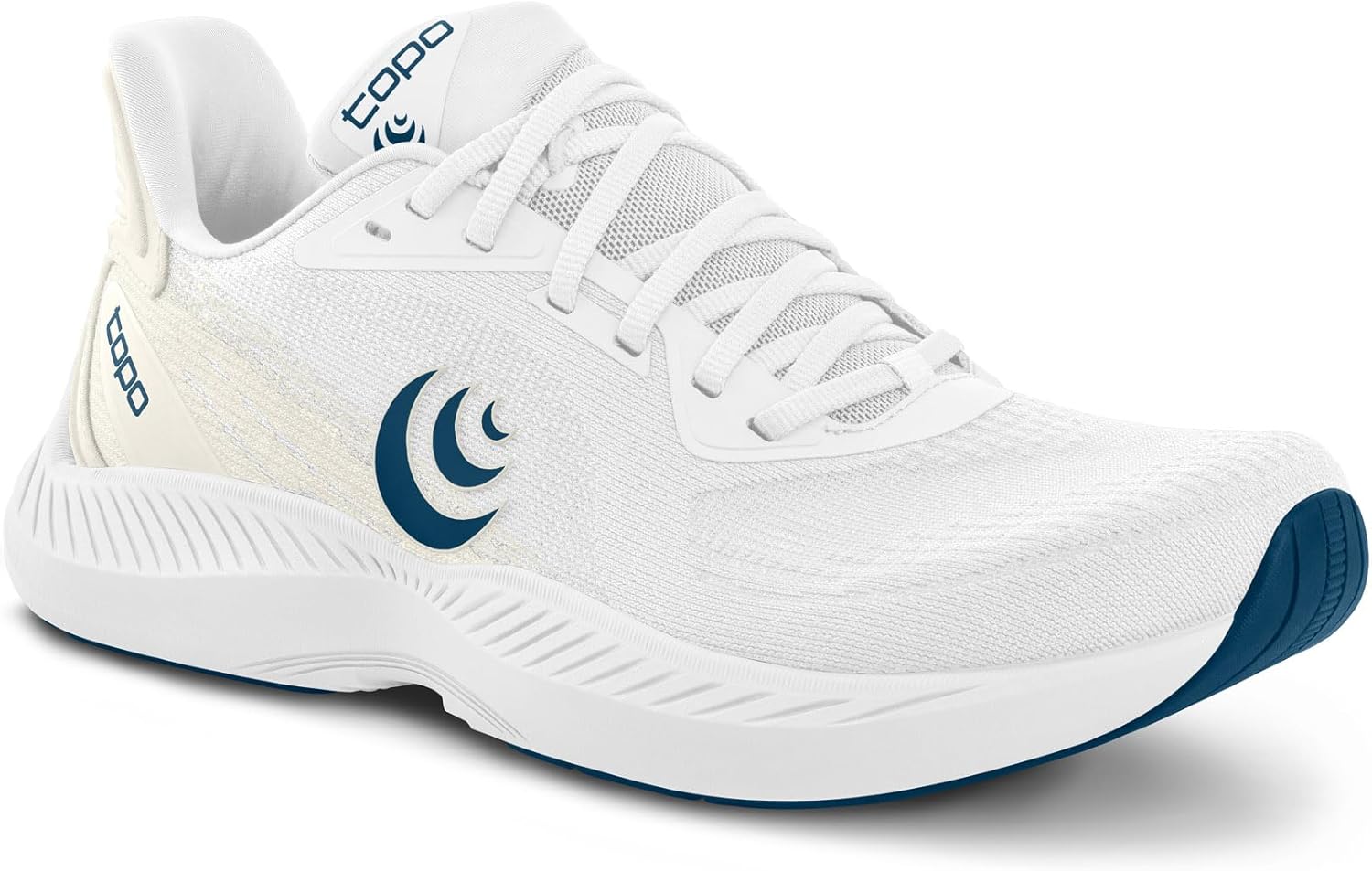 Мужские кроссовки Topo Athletic FLI-Lyte 6 с легкой конструкцией и комфортной посадкой, перепад 3 мм, для бега по шоссе, белый/синий/темно-синий — фото 2