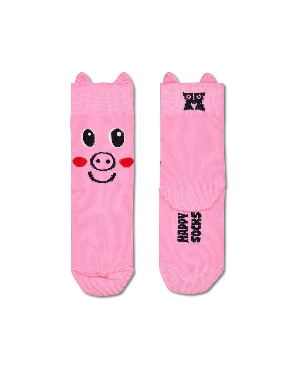 

Длинные детский носки розового цвета с изображением свинки Happy Socks
