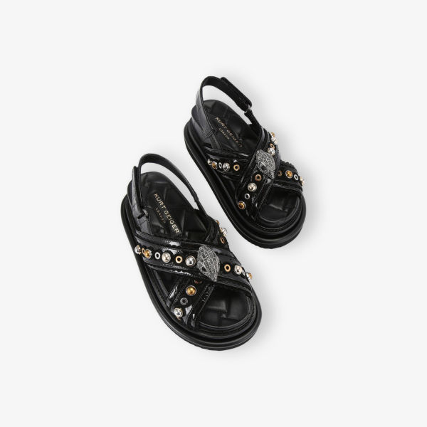 Сандалии Kurt Geiger London Орсон кожаные с перекрещивающимися ремешками и декором, бело-золотой — фото 2