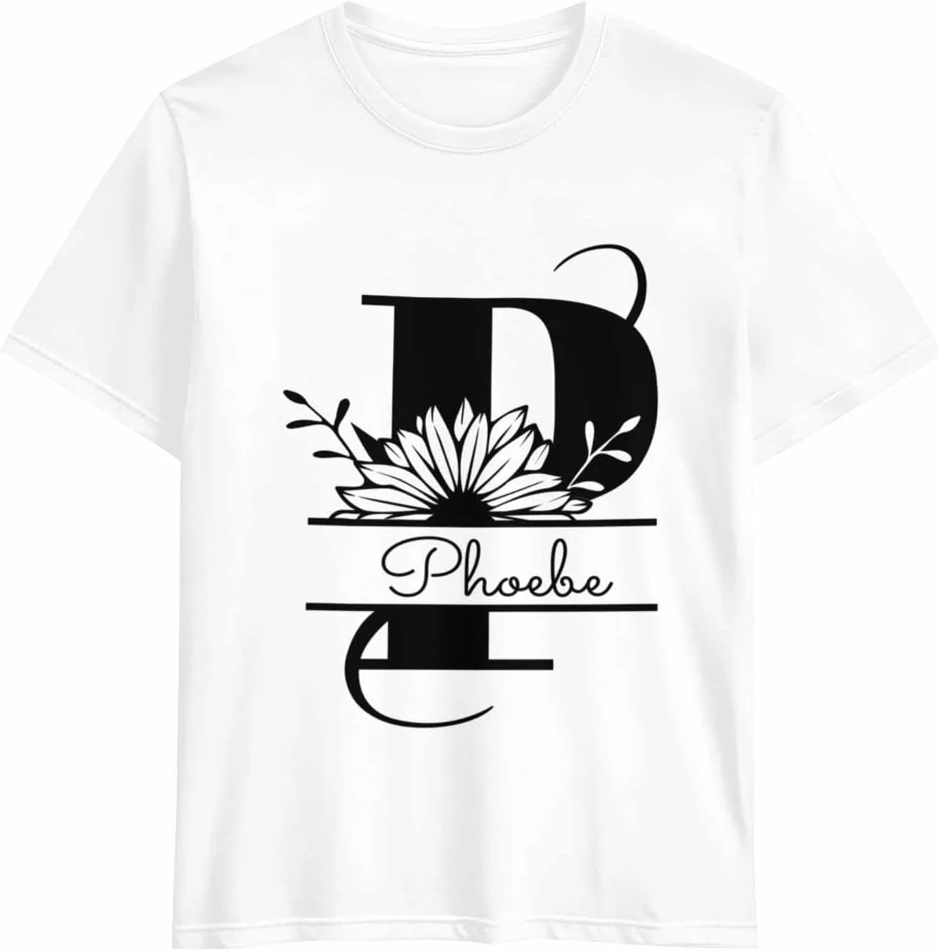 

Футболка с именем или текстом, Letter P, Unisex, Cotton, Round Neck Vaxbryntel