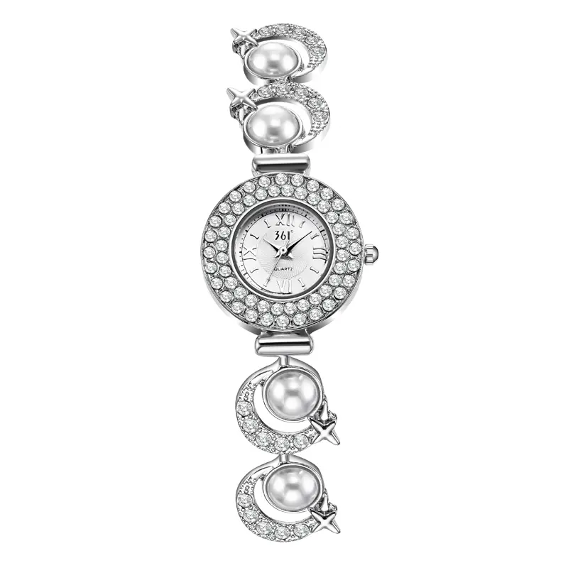 

361° Кварцевые часы с металлическим ремешком, женские, серебристый циферблат