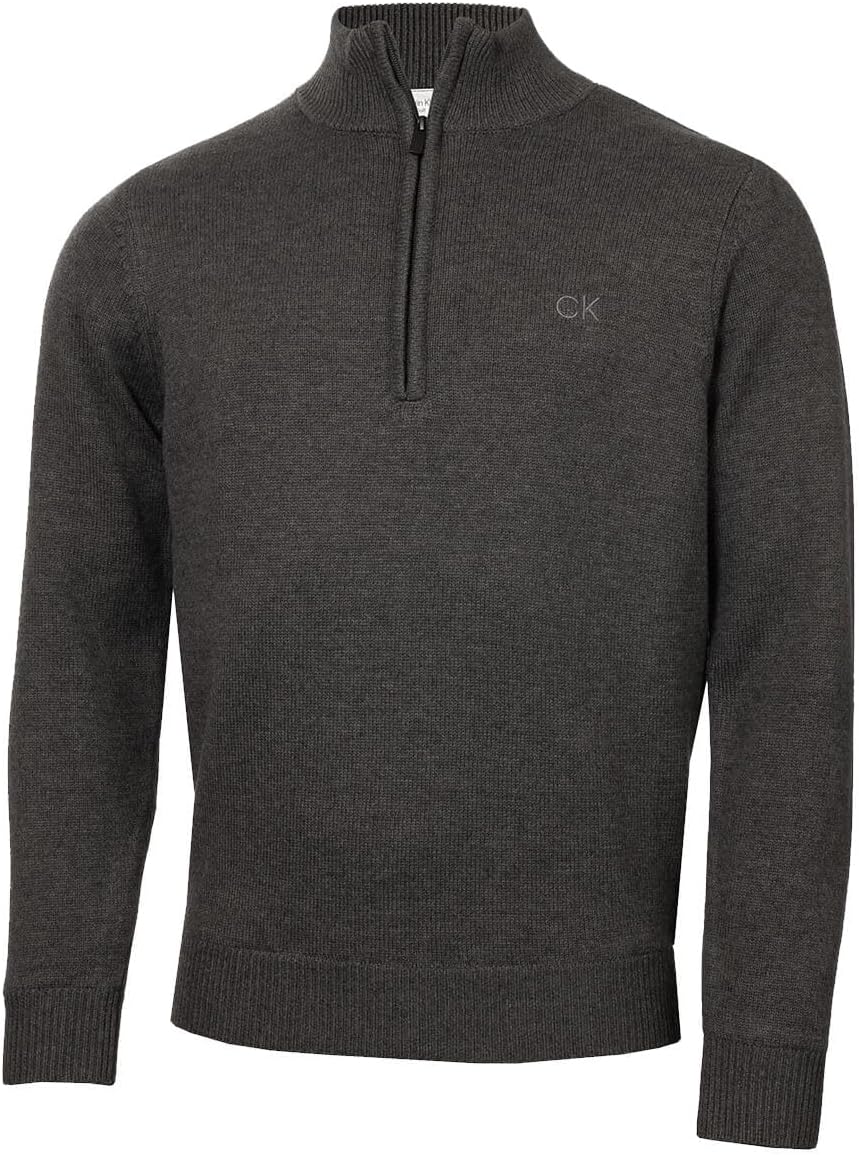 

Мужской свитер Calvin Klein с подкладкой, плотный, ветрозащитный, с застежкой-молнией 1/2, Charcoal Marl