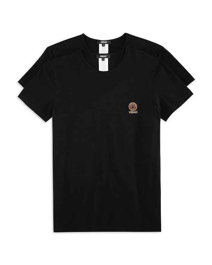 Мужские футболки Versace из смесового хлопка, упаковка из 2 шт, черный — фото 3