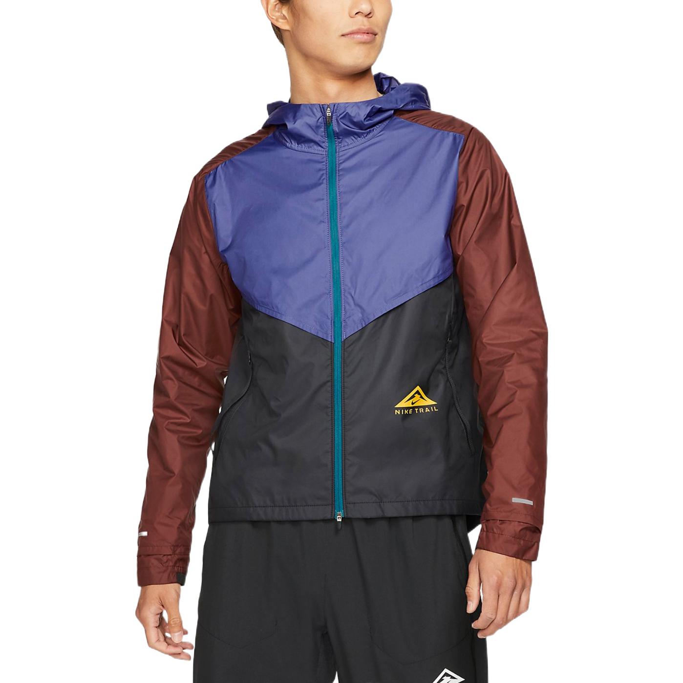 Куртка Men's Nike Logo Reflective Design Colorblock Zipper Hooded Long Sleeves Jacket Autumn Purple Black CZ9055-510 — фото 4