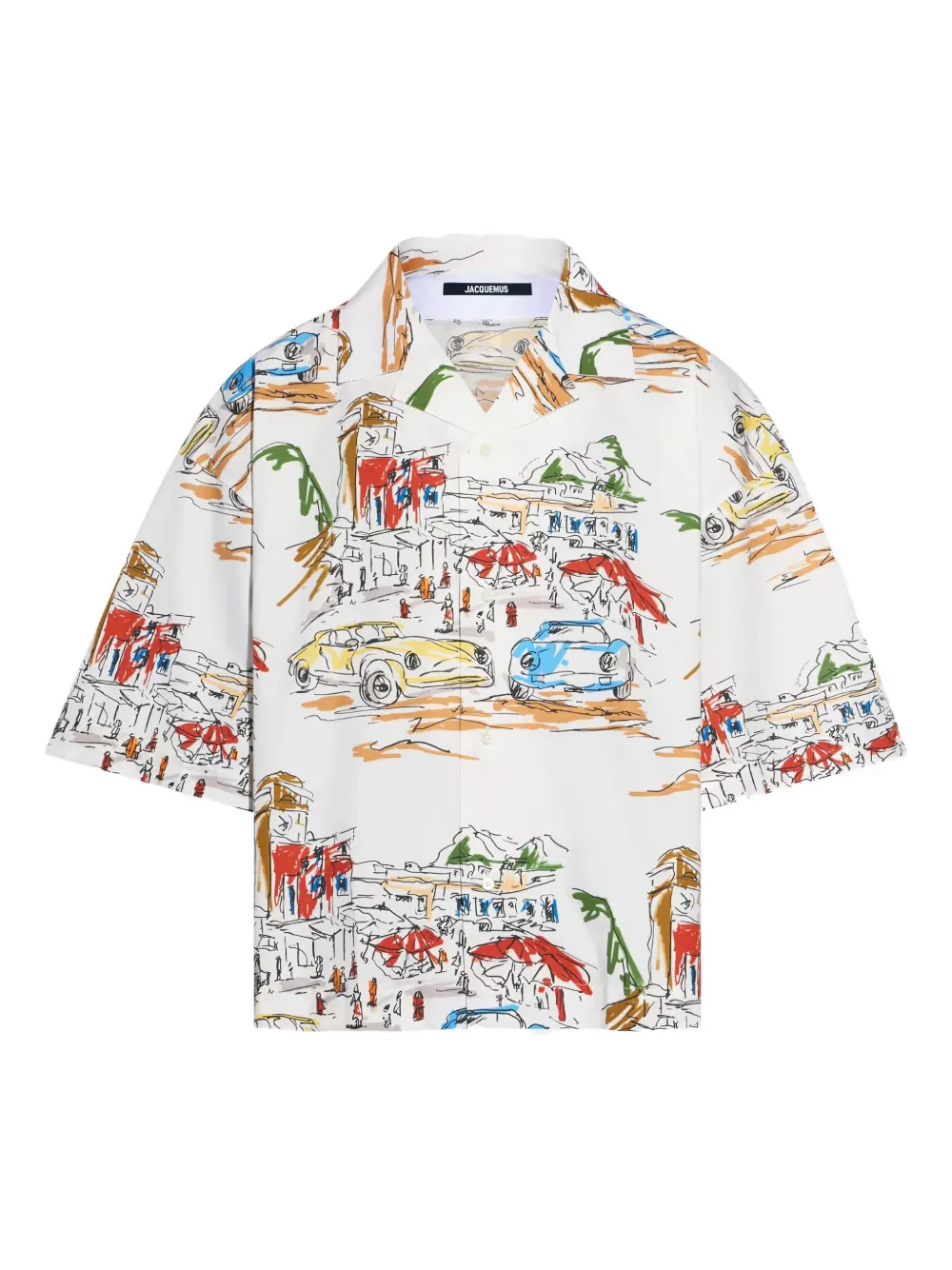

Рубашка с короткими рукавами и принтом автомобилей Капри Jacquemus, белый