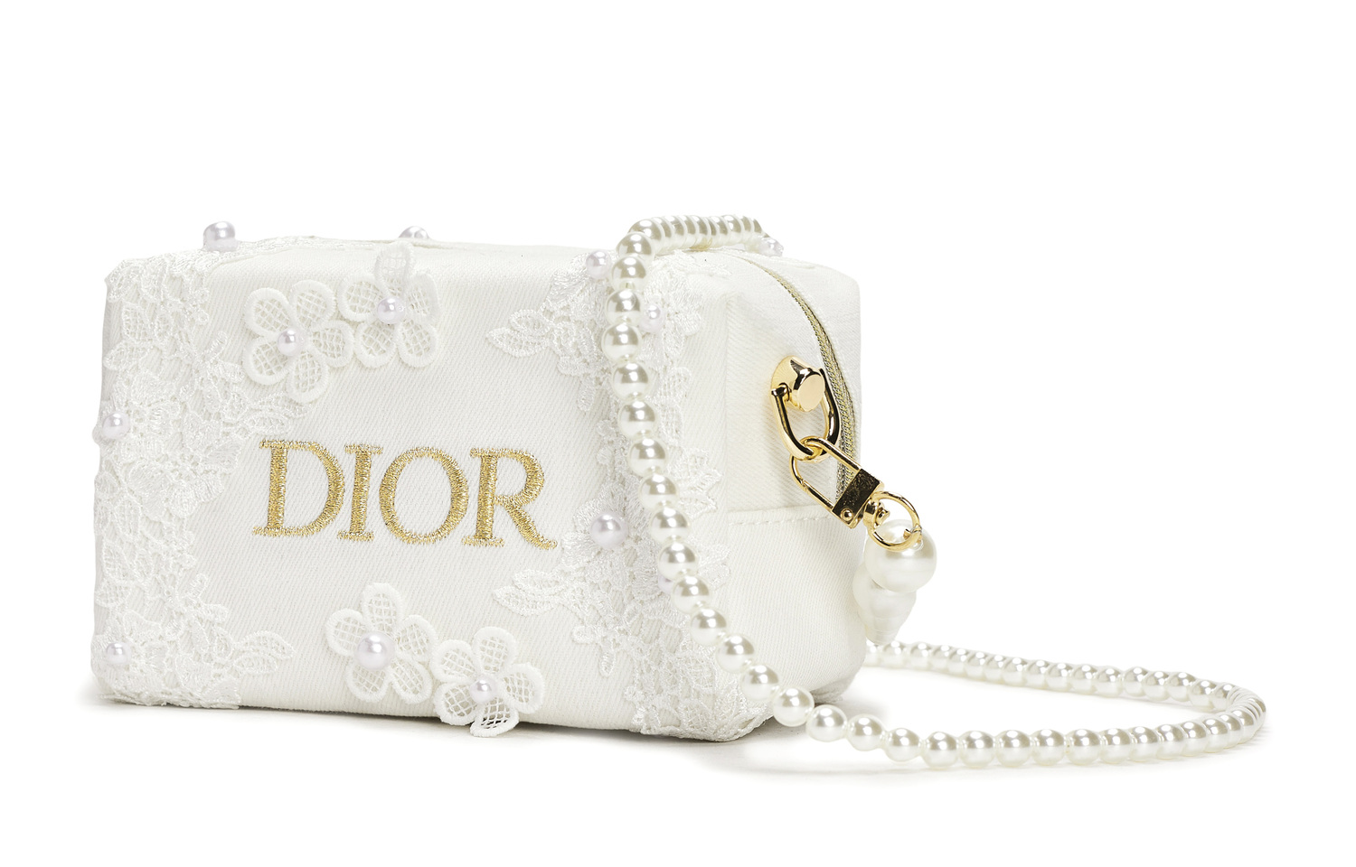 DIOR Лунная вуаль пряжа наплечная сумка, элегантная кроссбоди, дворец, кружевной цветок, жемчуг, классический принт white — фото 3