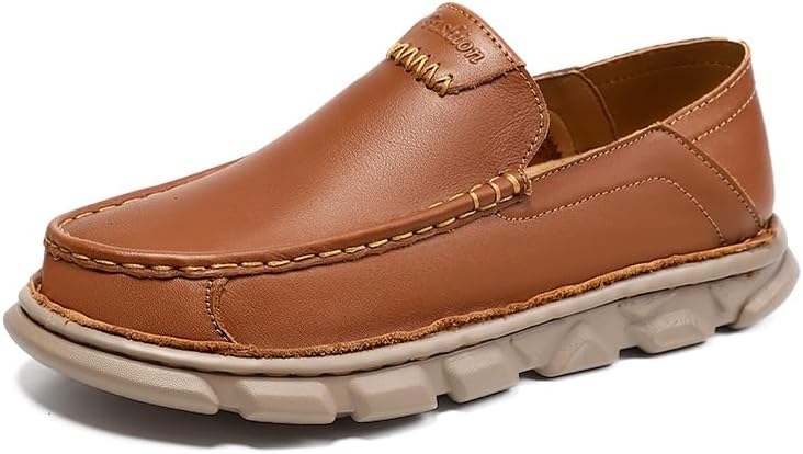 

Мужские деловые туфли из натуральной кожи Винтажные слипоны Большие размеры 39-47 Sfwarmart, коричневый