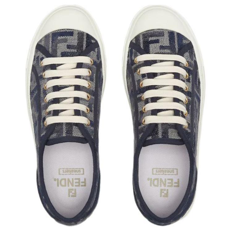 Domino Ff Джинсовые Кроссовки Low Top Женские FENDI, Синий — фото 4