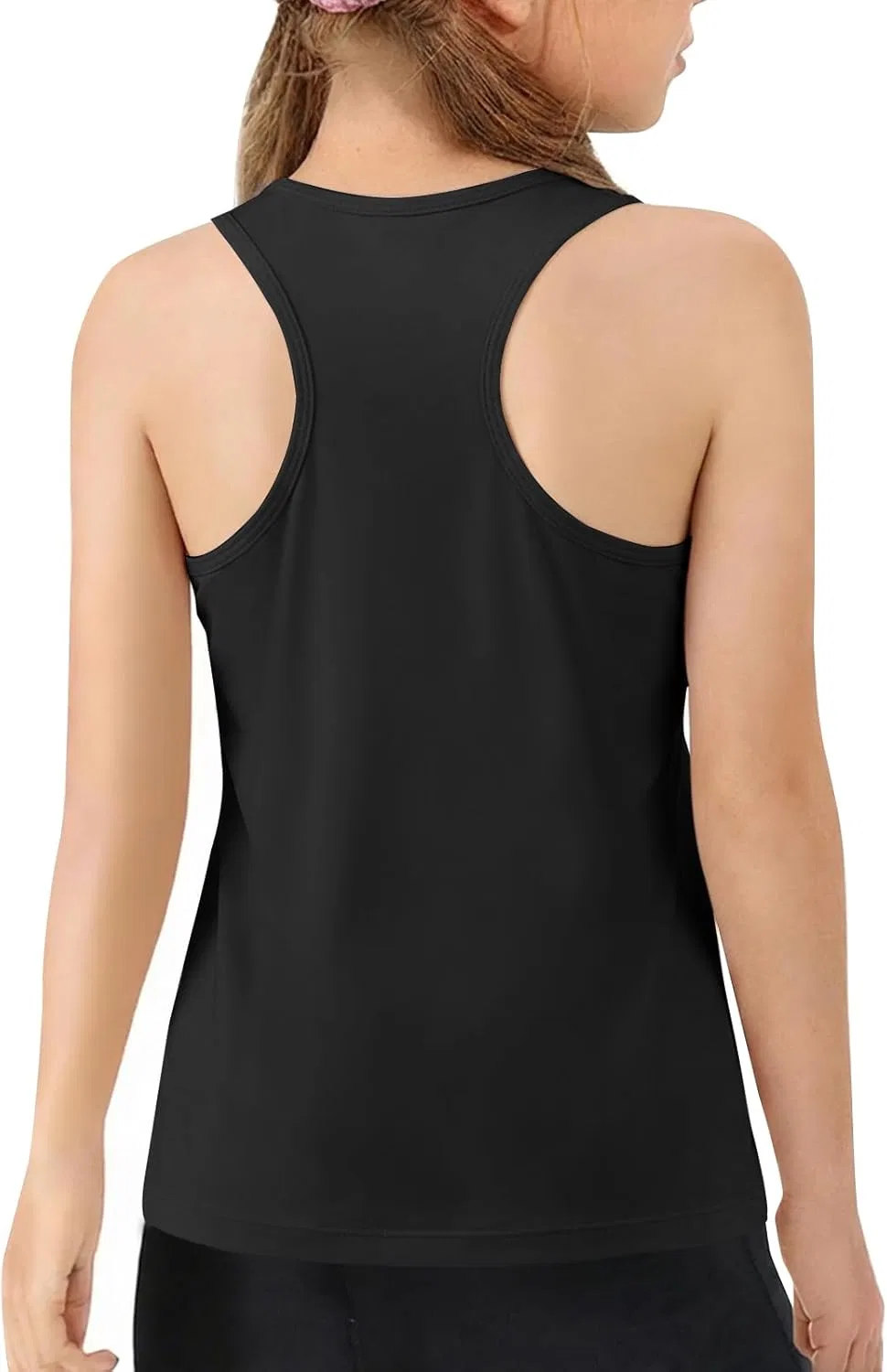 Haloumoning Girls Dance Tank Tops Kids Racerback Athletic Quick Dry Sleeveless Shirts Workout Yoga Top 5-14Y, черный