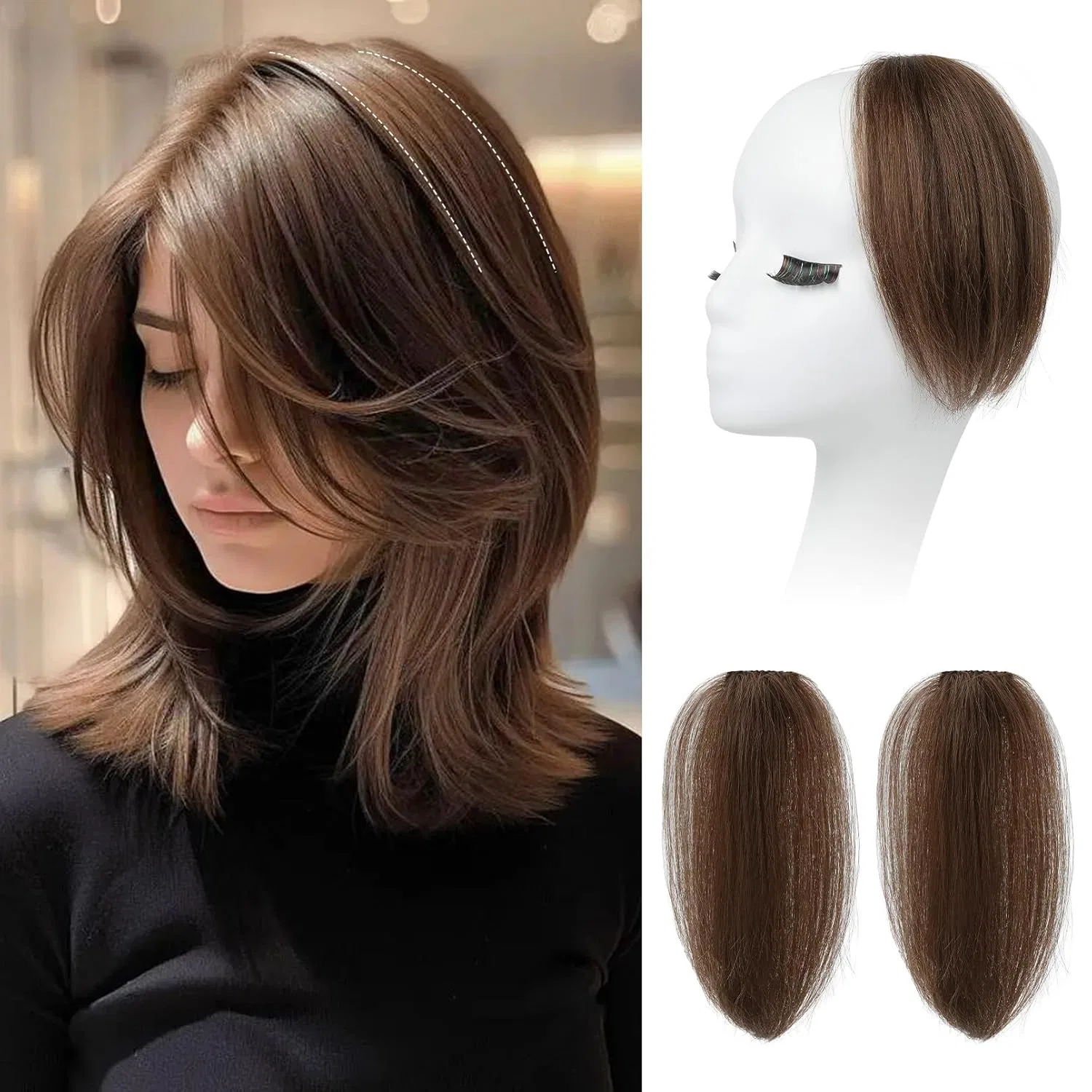 Накладные пряди REECHO Clip in Hair Pieces, 20 см, для объема, 2 шт. Reecho, 2-Red-Brown