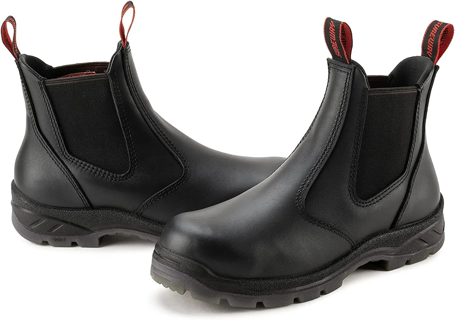 

Рабочие ботинки без шнурков SUREWAY для мужчин, улучшенные против скольжения/водоотталкивающие, защита от электричества, рабочие ботинки/обувь для пожарных и механиков, черный