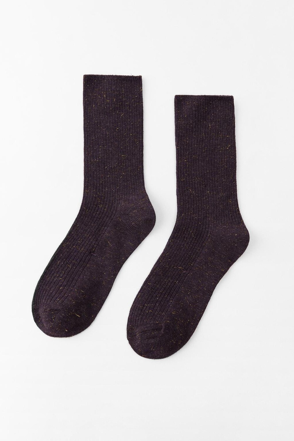 

Носки в рубчик с металлической нитью ZARA, цвет aubergine
