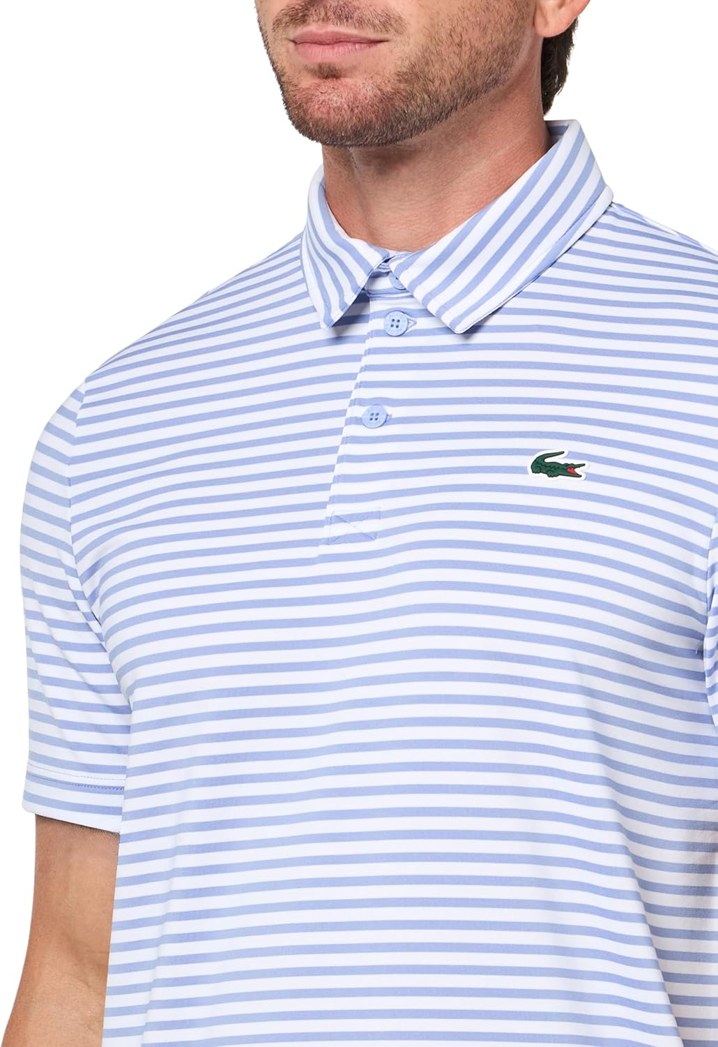 Lacoste мужская спортивная поло Regular Fit с защитой от ультрафиолета для гольфа, Delphinium/White — фото 3
