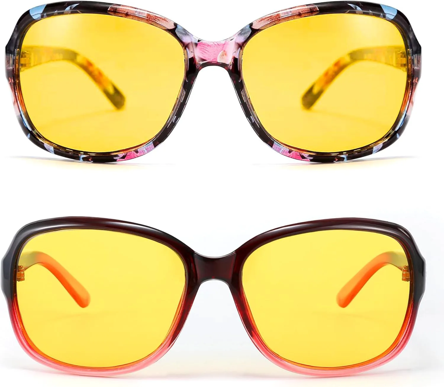 

Классические женские солнцезащитные очки FEISEDY для ночной езды, вождения, с антибликовым покрытием, желтого цвета, модель B2548, Z2pack (Floral + Red Wine)