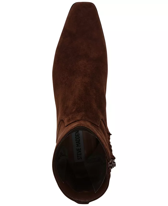 Женские замшевые ботильоны Dusty на квадратном каблуке Steve Madden, коричневый — фото 4