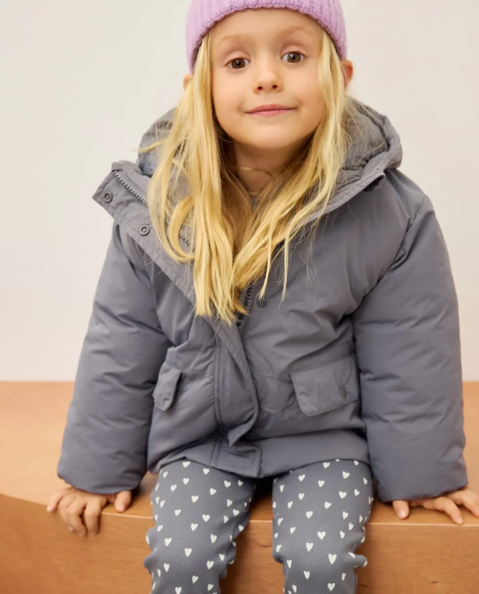 

Парка-пуховик с капюшоном и изогнутым кроем на карманах для девочки Kids El Corte Inglés, серо-зеленый