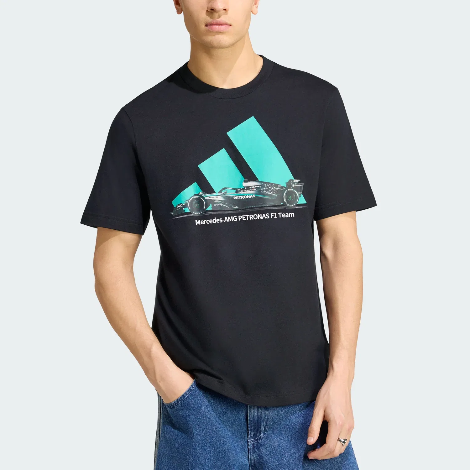 Футболка Racing T-Shirt Adidas x Mercedes-AMG Petronas Formula 1 Team Black/Semi Mint Green — фото 3