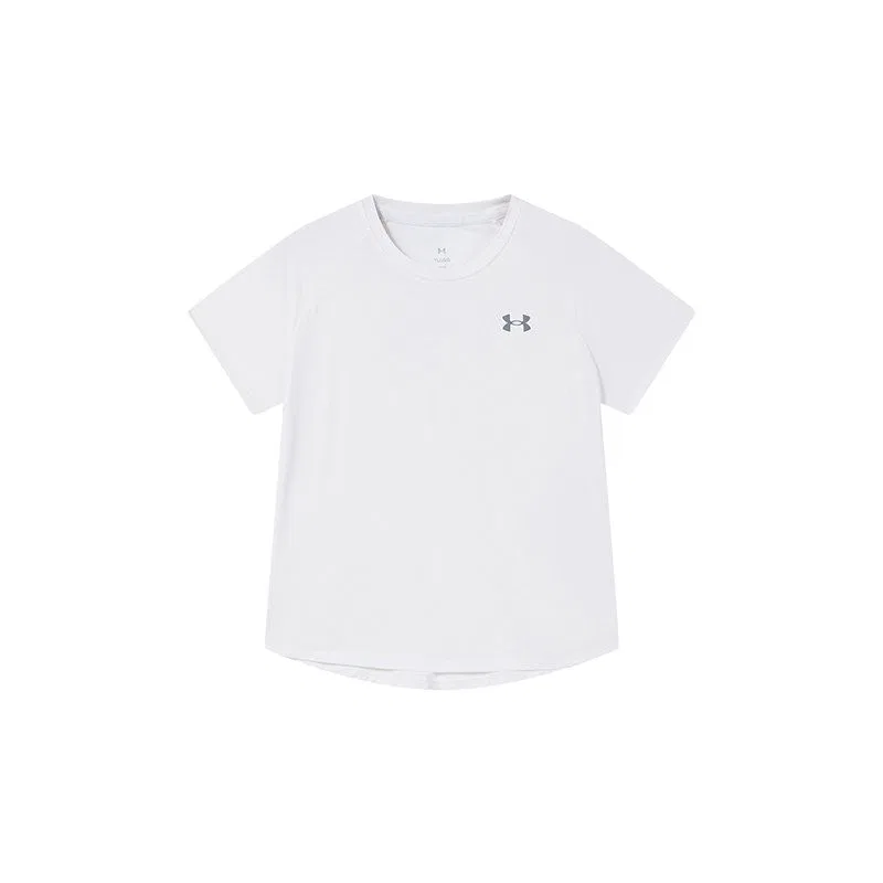 Футболка детская быстросохнущая с круглым вырезом Under Armour белая