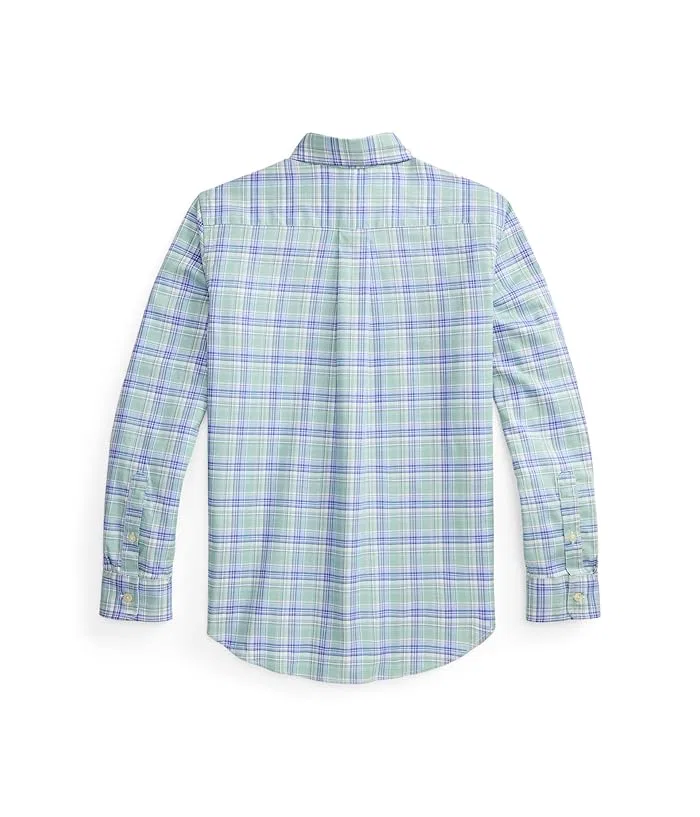 Рубашка оксфордская в клетку Plaid Performance Oxford Shirt Polo Ralph Lauren Kids, Green/Blue/Multicolor — фото 2