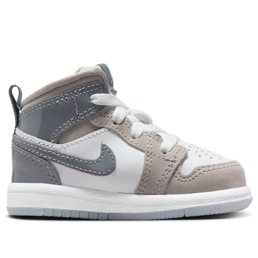Кроссовки (TD) Air Jordan 1 Mid SE 'White Medium Grey Cool Grey', белый — фото 2