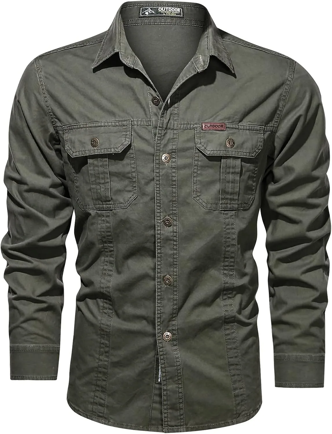 

Рабочая рубашка для мужчин, с длинными рукавами и накладными карманами Likthione