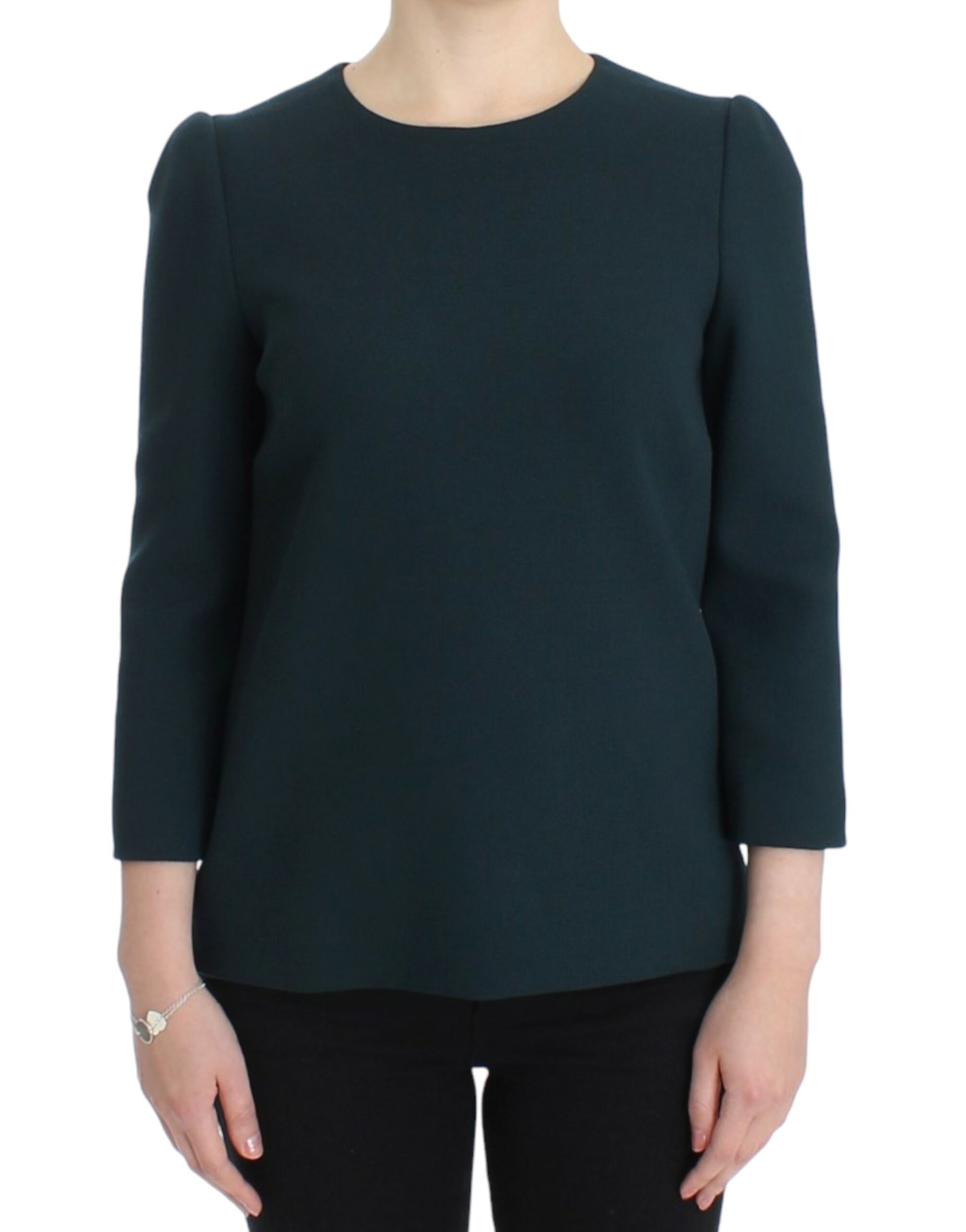 Блуза Enchanted Sicily Green из смеси шерсти и шелка Dolce & Gabbana, зеленый