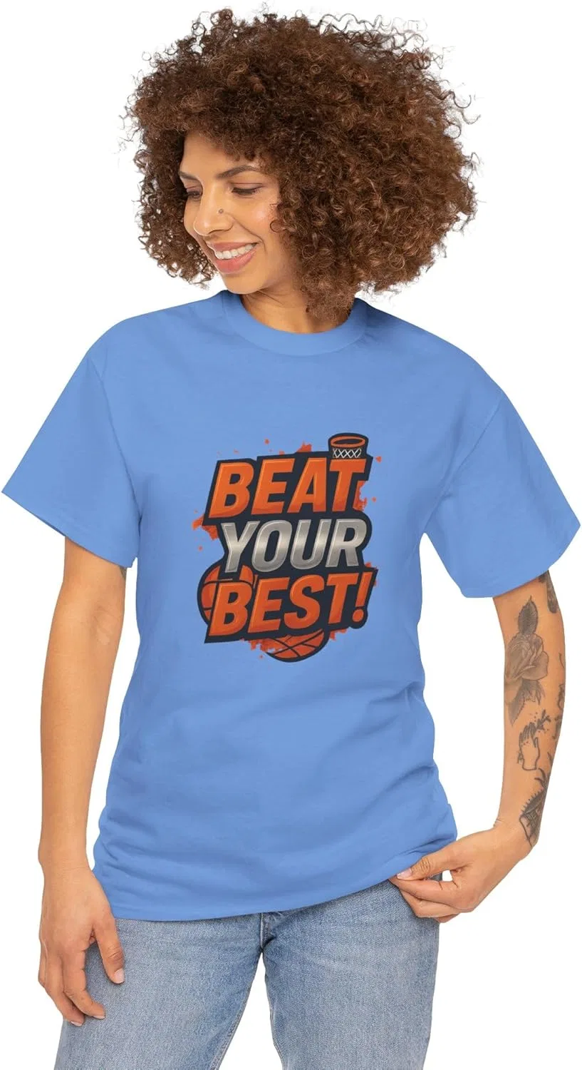 Футболка мотивационная Beat Your Best, Unisex Heavy Cotton, Carolina Blue — фото 2