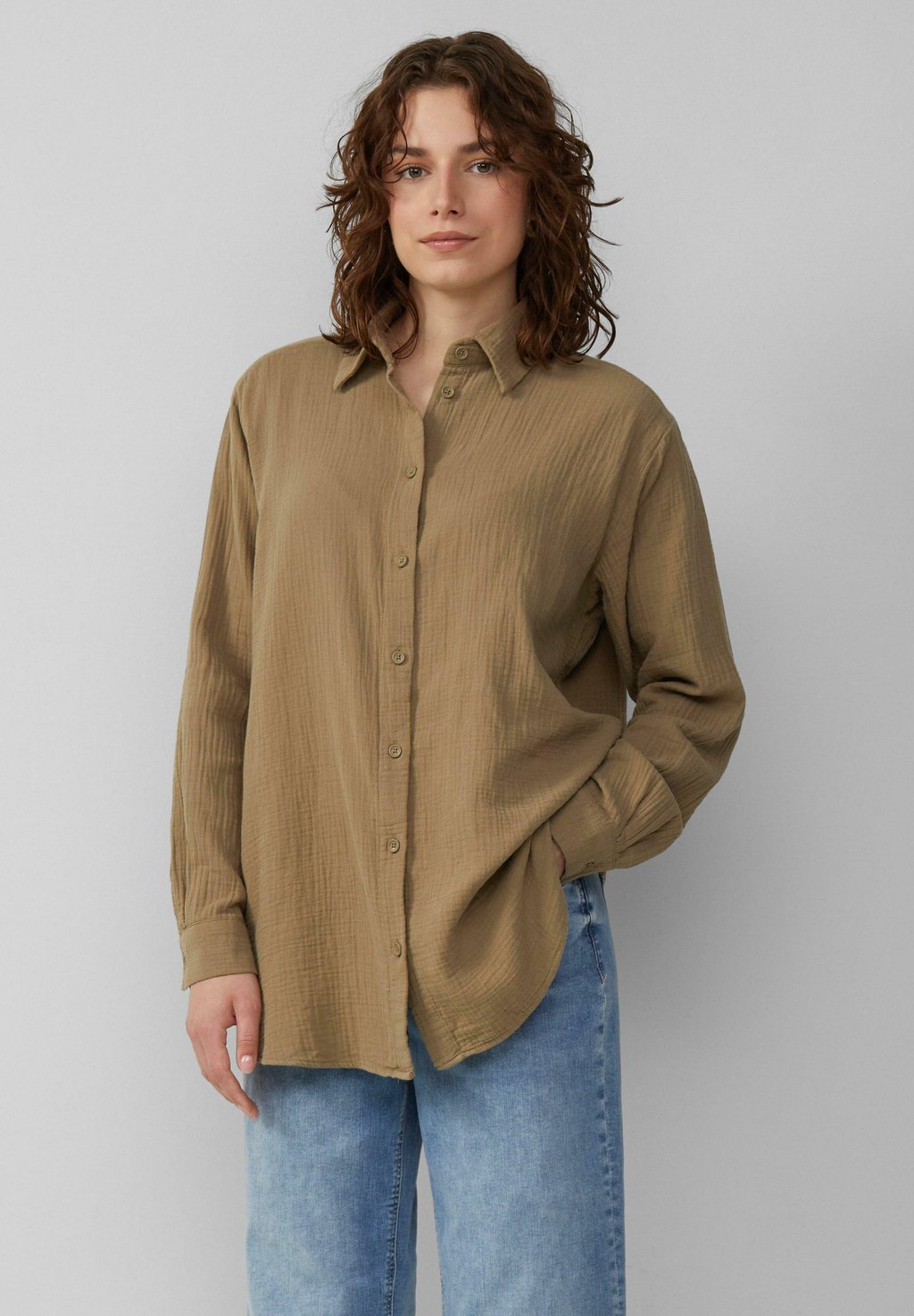 

Блузка на пуговицах IM OVERSIZE-SCHNITT QS, темно-зеленый