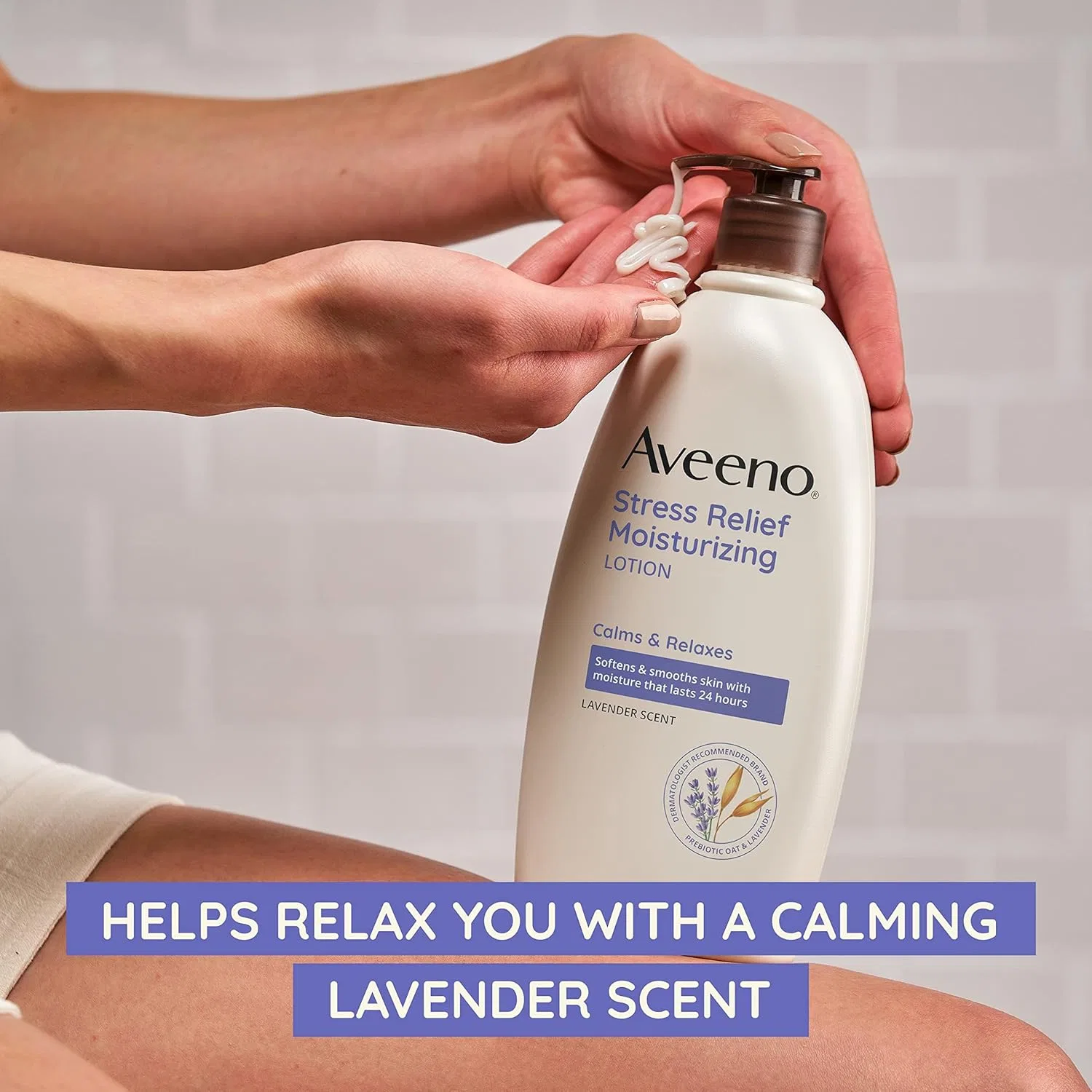 Лосьон для тела увлажняющий Aveeno Stress Relief с лавандой, 3 шт по 532 мл — фото 2