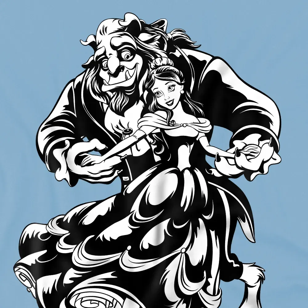 Детская футболка с принтом Beauty and the Beast Disney, светло-голубой — фото 2