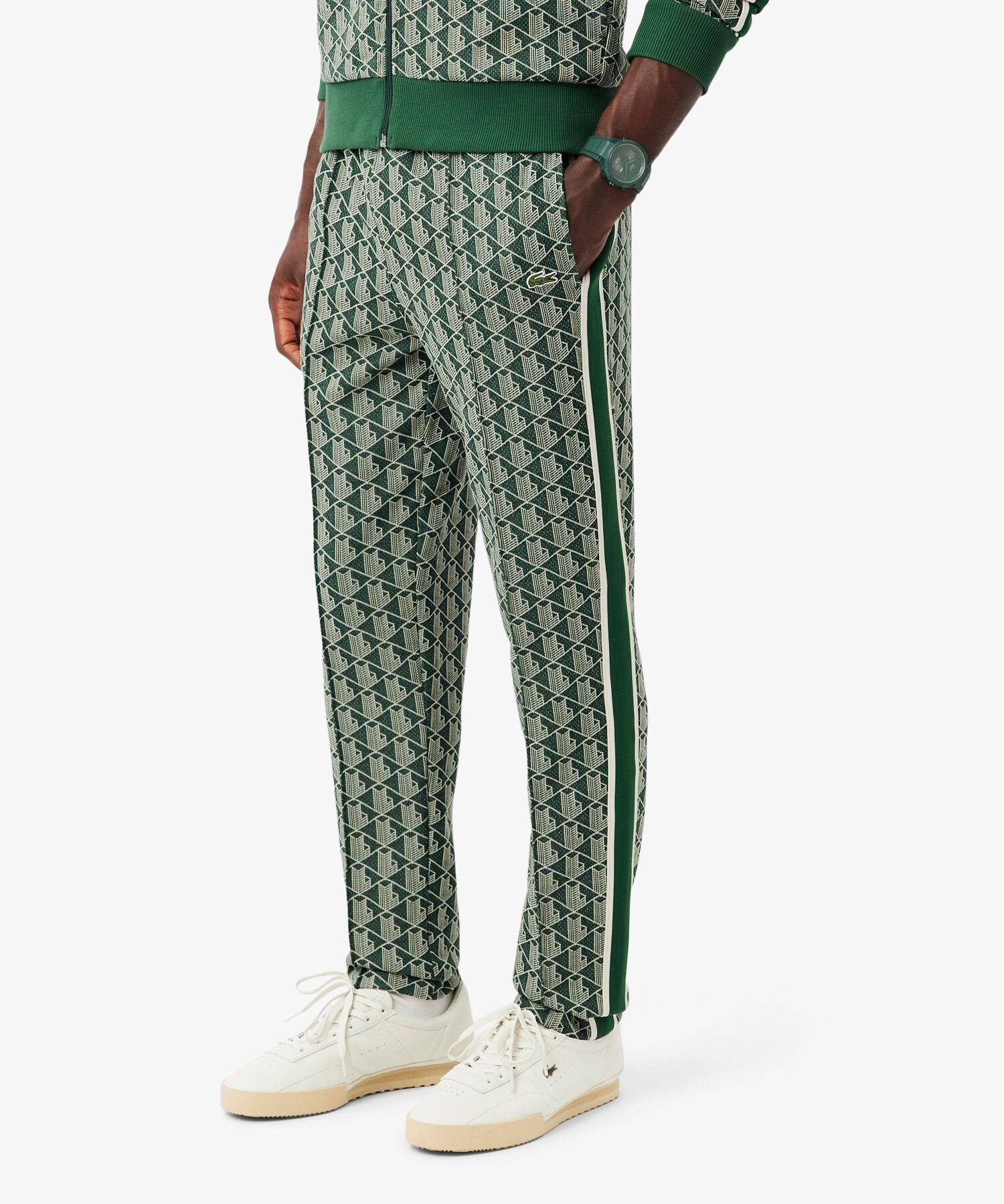 Спортивные брюки LACOSTE с монограммой, зеленые
