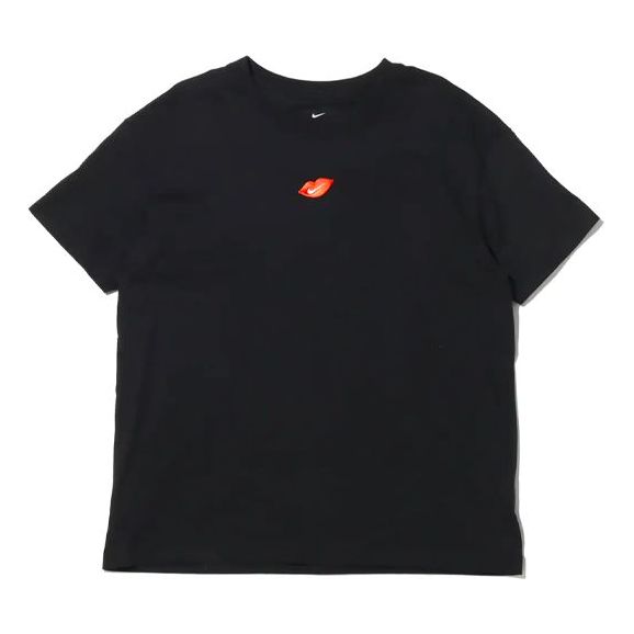 

Футболка (WMNS) Nike Sportswear Casual Sports Round Neck Flaming Lips Short Sleeve Black T-Shirt DB9819-010