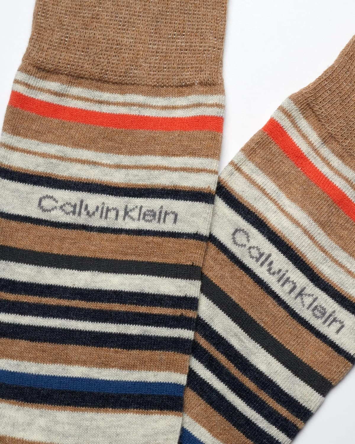 Мужские носки Calvin Klein - 1 пара, легкие, эластичные, мягкие, рабочие носки для мужчин, для повседневного делового и формального стиля., Tan Stripes — фото 4
