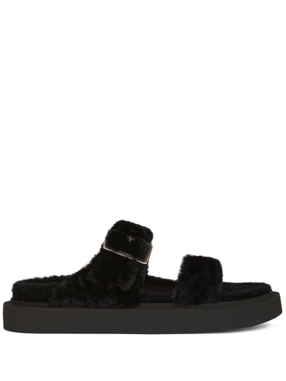 

Giuseppe Zanotti шлепанцы Furry с пряжками, черный