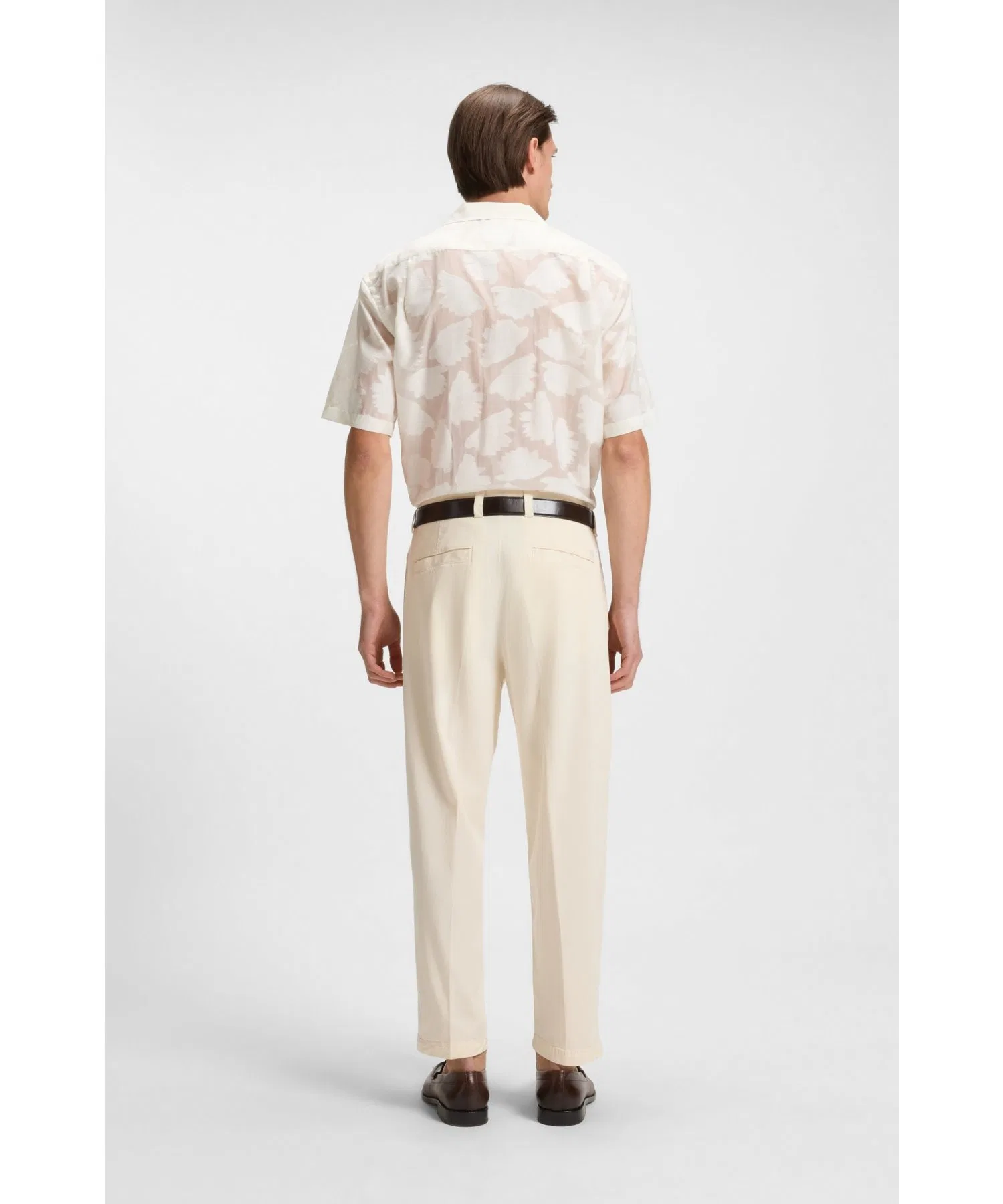 Мужские брюки BOSS Tapered Fit из смесовой ткани белые — фото 3